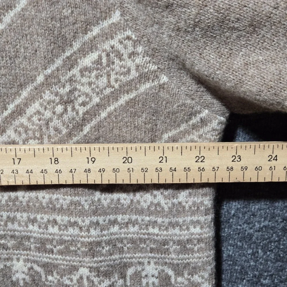 Pendleton Women's 100%‎ Lambswool Full Zip Lined Sweater Jacket Tan Large Nordic